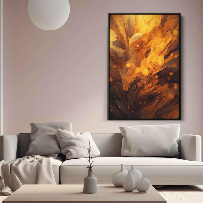 Chocolate and Amber Abstract Swirls Print - Canvas Art Print by Kanvah