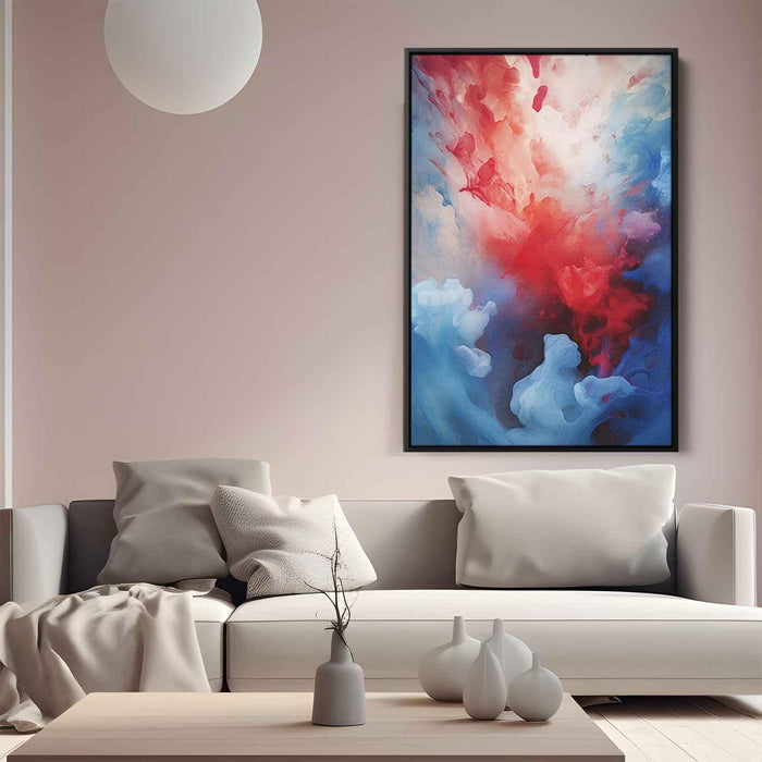 Crimson and Azure Abstract Swirls Print - Canvas Art Print by Kanvah