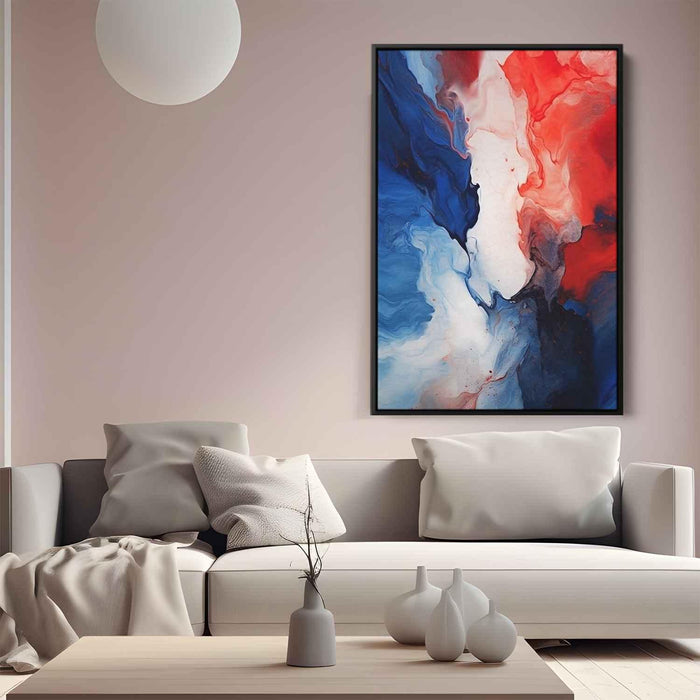 Crimson and Azure Abstract Swirls Print - Canvas Art Print by Kanvah