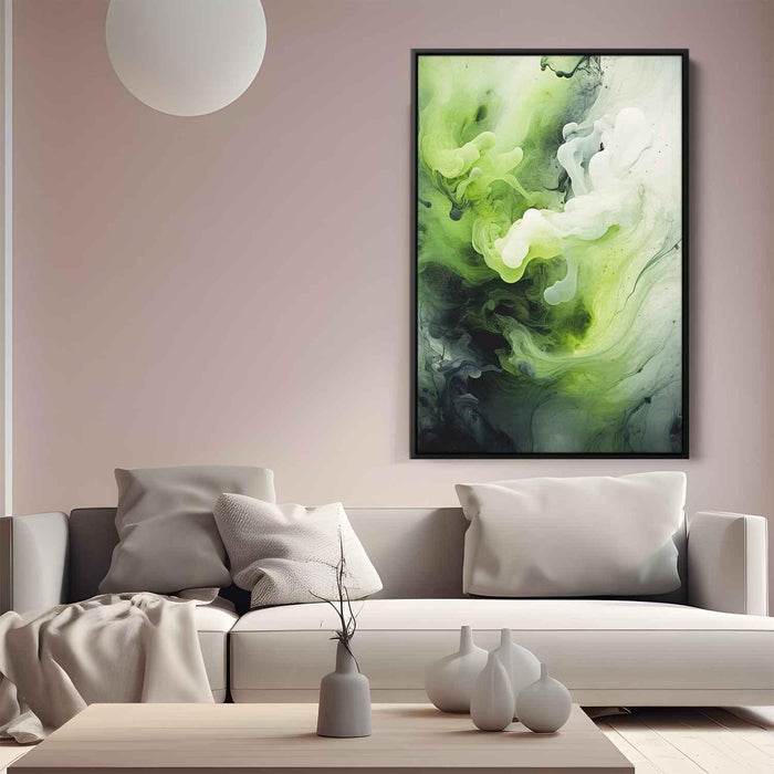 Lime and Sapphire Abstract Swirls Print - Canvas Art Print by Kanvah