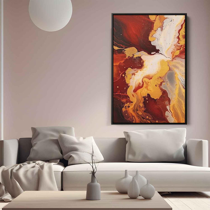 Maroon and Gold Abstract Swirls Print - Canvas Art Print by Kanvah