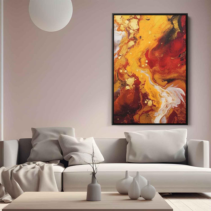 Maroon and Gold Abstract Swirls Print - Canvas Art Print by Kanvah