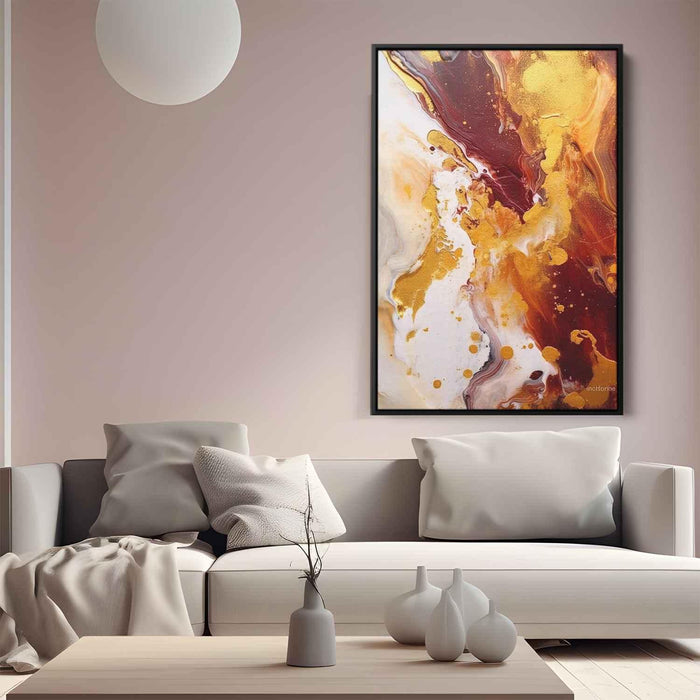 Maroon and Gold Abstract Swirls Print - Canvas Art Print by Kanvah