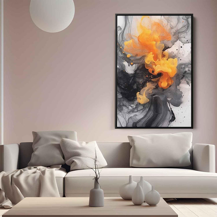 Orange and Black Abstract Swirls Print - Canvas Art Print by Kanvah