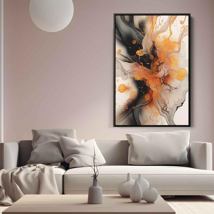 Orange and Black Abstract Swirls Print - Canvas Art Print by Kanvah