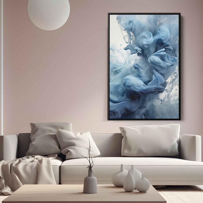 Periwinkle and Obsidian Abstract Swirls Print - Canvas Art Print by Kanvah