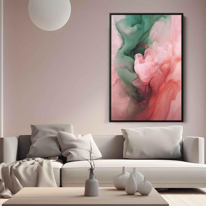 Pink and Emerald Abstract Swirls Print - Canvas Art Print by Kanvah