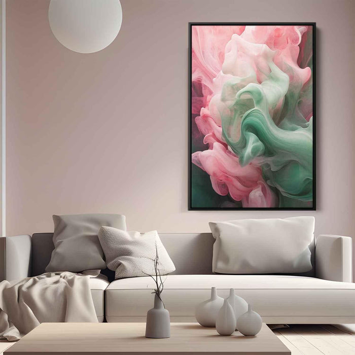 Pink and Emerald Abstract Swirls Print - Canvas Art Print by Kanvah