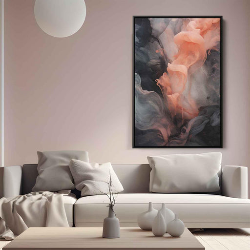 Salmon and Onyx Abstract Swirls Print - Canvas Art Print by Kanvah