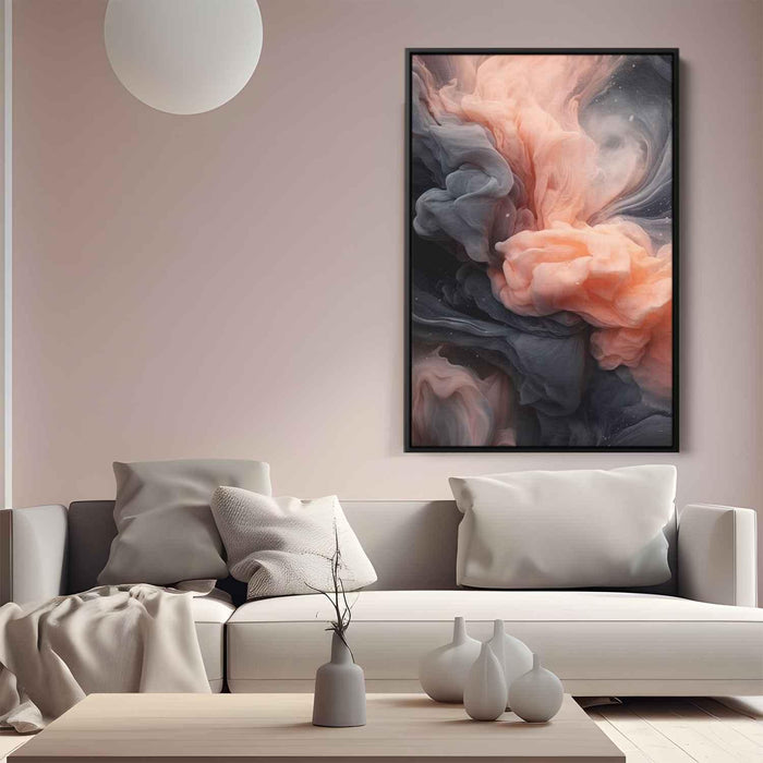 Salmon and Onyx Abstract Swirls Print - Canvas Art Print by Kanvah