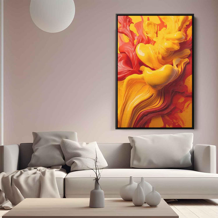 Scarlet and Maize Abstract Swirls Print - Canvas Art Print by Kanvah