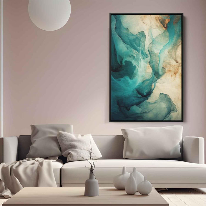 Teal and Mahogany Abstract Swirls Print - Canvas Art Print by Kanvah