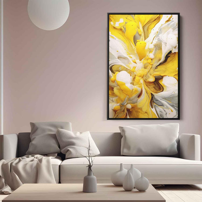 Yellow and White Abstract Swirls Print - Canvas Art Print by Kanvah