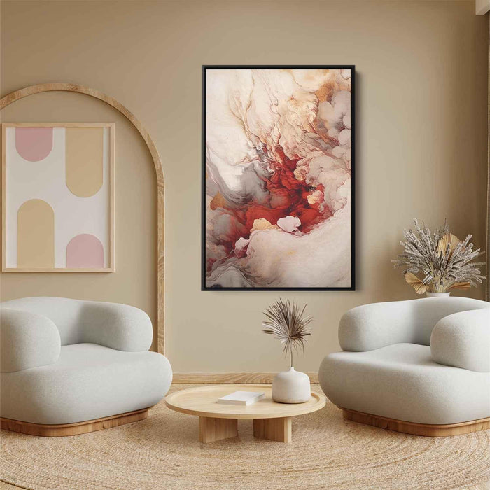 Beige and Ruby Abstract Swirls Print - Canvas Art Print by Kanvah