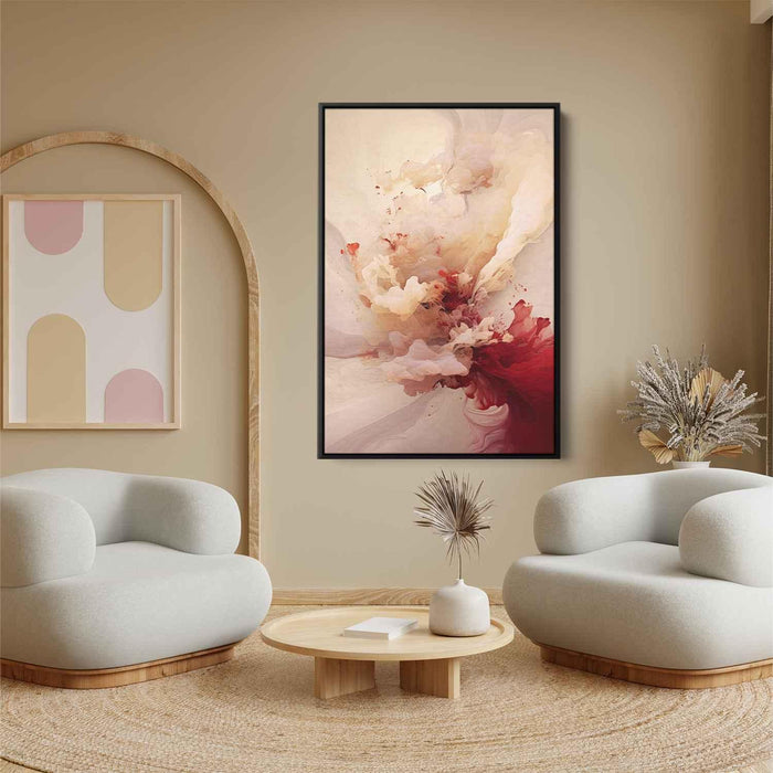 Beige and Ruby Abstract Swirls Print - Canvas Art Print by Kanvah