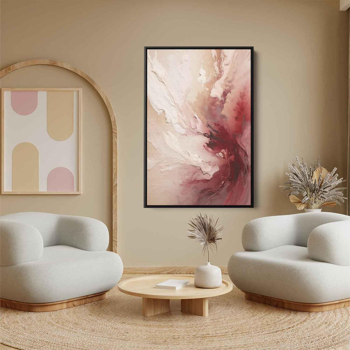 Beige and Ruby Abstract Swirls Print - Canvas Art Print by Kanvah