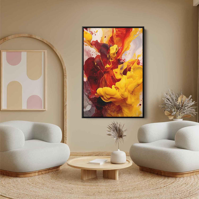 Berry and Canary Abstract Swirls Print - Canvas Art Print by Kanvah