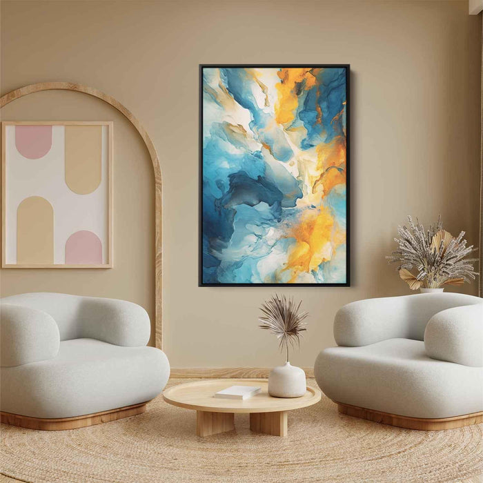 Cerulean and Topaz Abstract Swirls Print - Canvas Art Print by Kanvah