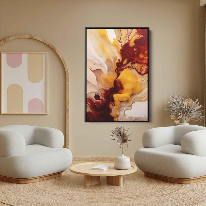 Cherry and Mustard Abstract Swirls Print - Canvas Art Print by Kanvah