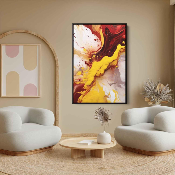 Cherry and Mustard Abstract Swirls Print - Canvas Art Print by Kanvah