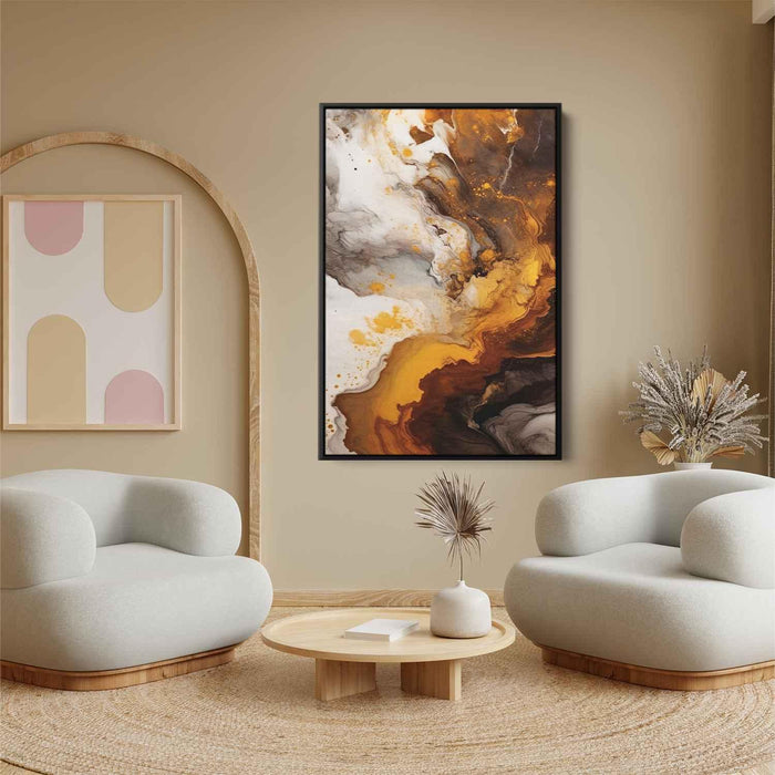 Chocolate and Amber Abstract Swirls Print - Canvas Art Print by Kanvah