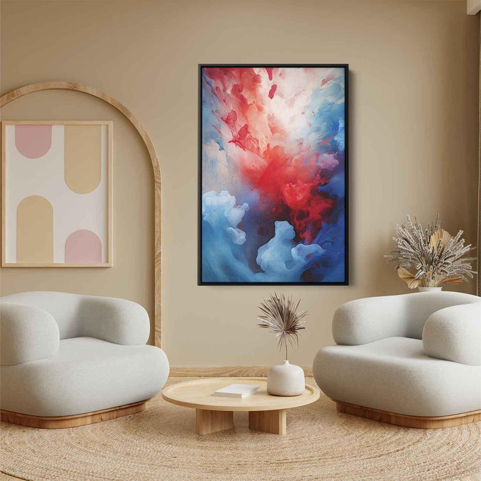 Crimson and Azure Abstract Swirls Print - Canvas Art Print by Kanvah