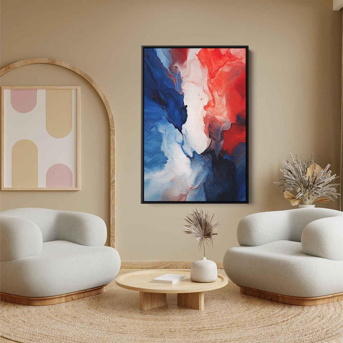 Crimson and Azure Abstract Swirls Print - Canvas Art Print by Kanvah