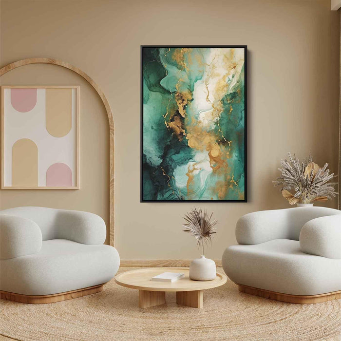 Green and Bronze Abstract Swirls Print - Canvas Art Print by Kanvah