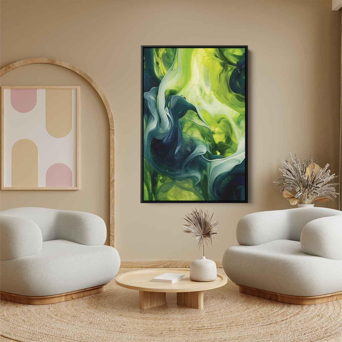 Lime and Sapphire Abstract Swirls Print - Canvas Art Print by Kanvah