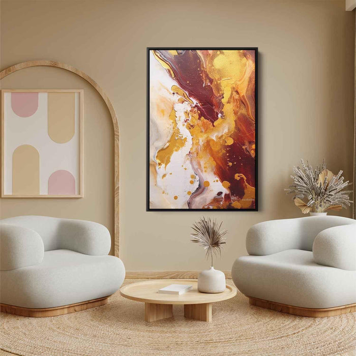 Maroon and Gold Abstract Swirls Print - Canvas Art Print by Kanvah