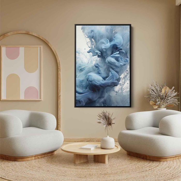 Periwinkle and Obsidian Abstract Swirls Print - Canvas Art Print by Kanvah