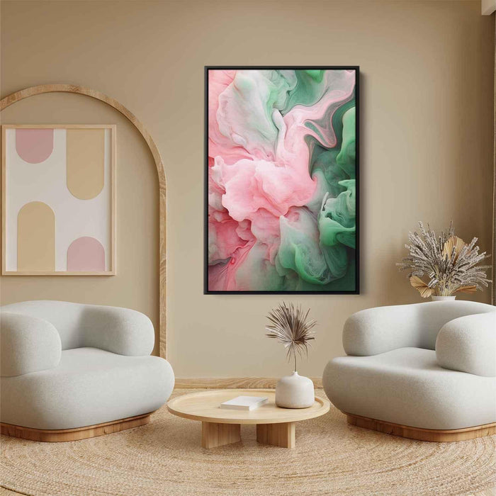 Pink and Emerald Abstract Swirls Print - Canvas Art Print by Kanvah