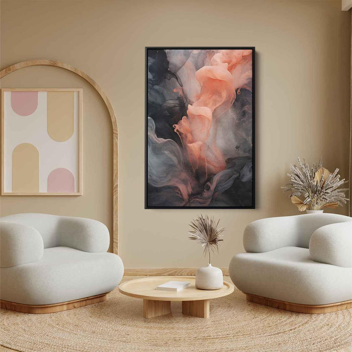 Salmon and Onyx Abstract Swirls Print - Canvas Art Print by Kanvah