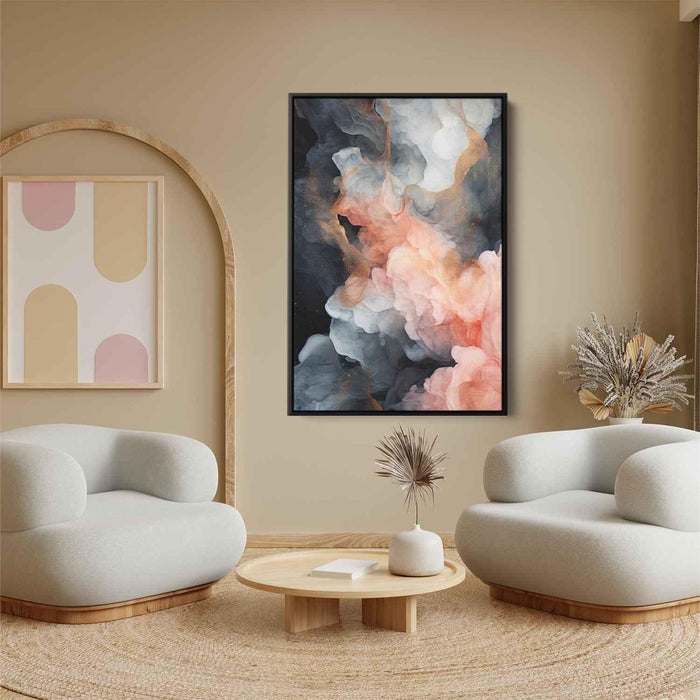 Salmon and Onyx Abstract Swirls Print - Canvas Art Print by Kanvah