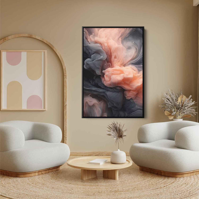 Salmon and Onyx Abstract Swirls Print - Canvas Art Print by Kanvah