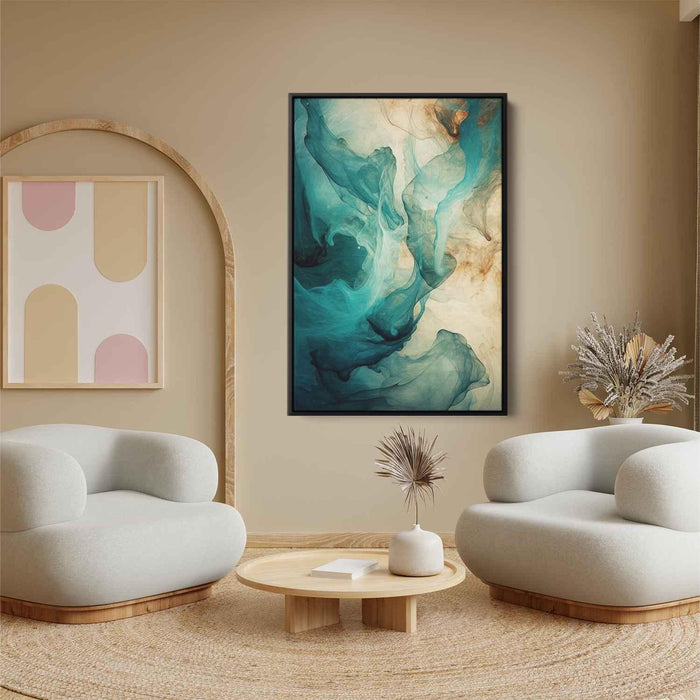 Teal and Mahogany Abstract Swirls Print - Canvas Art Print by Kanvah