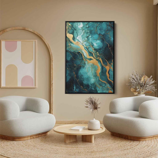 Teal and Mahogany Abstract Swirls Print - Canvas Art Print by Kanvah