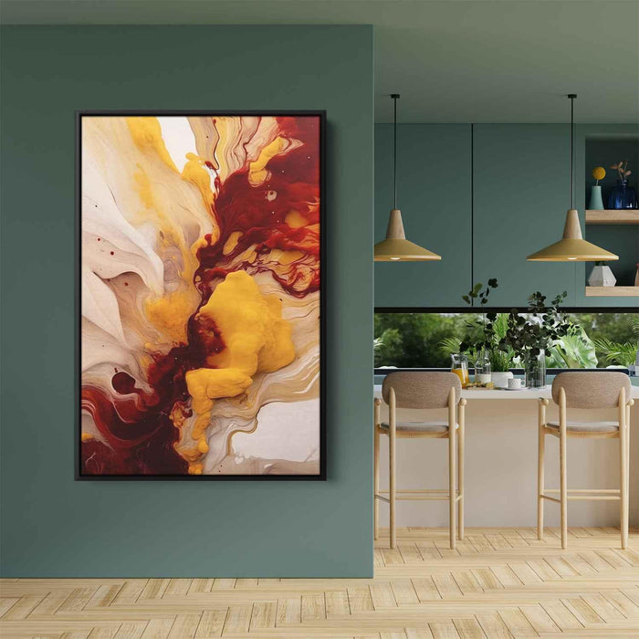 Cherry and Mustard Abstract Swirls Print - Canvas Art Print by Kanvah