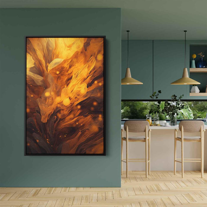 Chocolate and Amber Abstract Swirls Print - Canvas Art Print by Kanvah