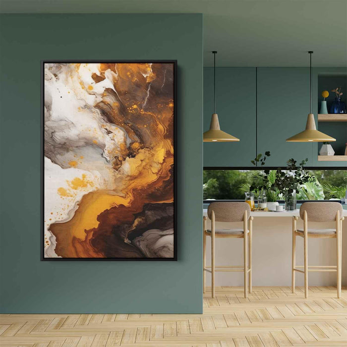 Chocolate and Amber Abstract Swirls Print - Canvas Art Print by Kanvah