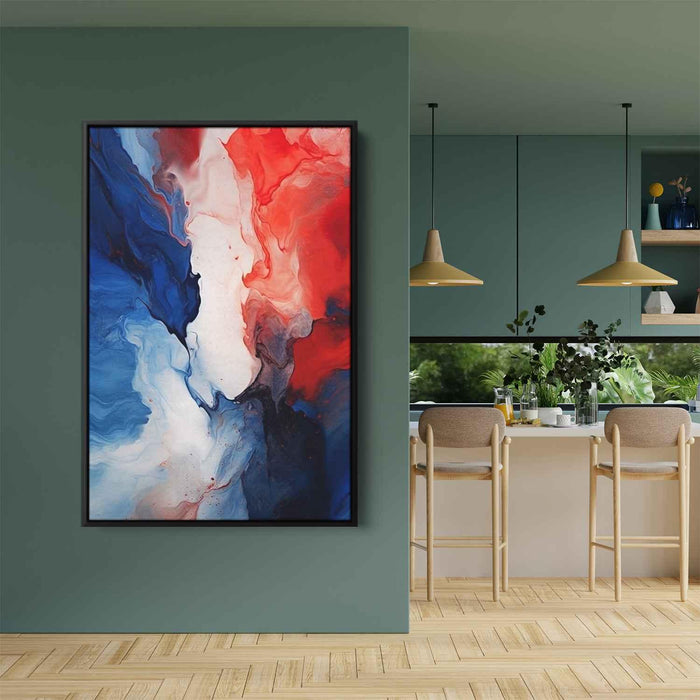 Crimson and Azure Abstract Swirls Print - Canvas Art Print by Kanvah