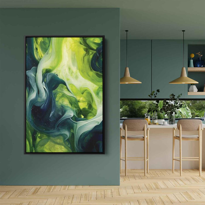 Lime and Sapphire Abstract Swirls Print - Canvas Art Print by Kanvah