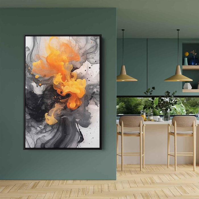 Orange and Black Abstract Swirls Print - Canvas Art Print by Kanvah