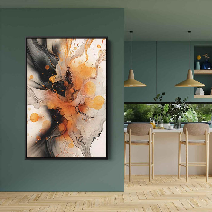 Orange and Black Abstract Swirls Print - Canvas Art Print by Kanvah