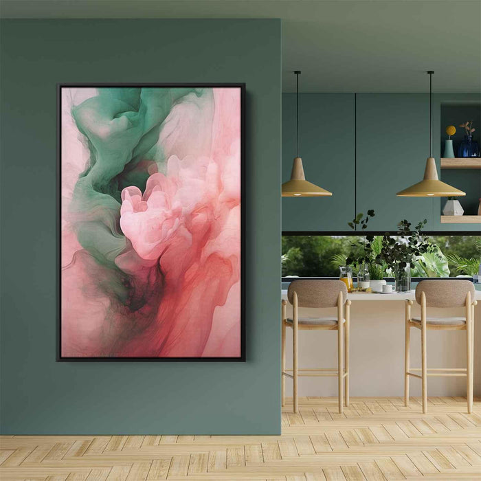 Pink and Emerald Abstract Swirls Print - Canvas Art Print by Kanvah