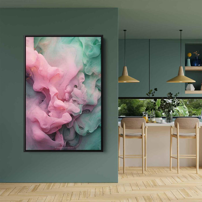 Pink and Emerald Abstract Swirls Print - Canvas Art Print by Kanvah