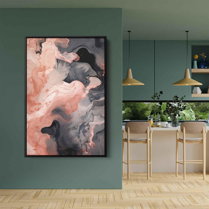 Salmon and Onyx Abstract Swirls Print - Canvas Art Print by Kanvah