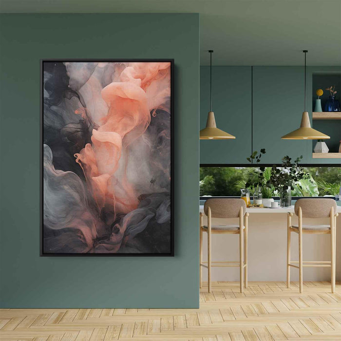 Salmon and Onyx Abstract Swirls Print - Canvas Art Print by Kanvah