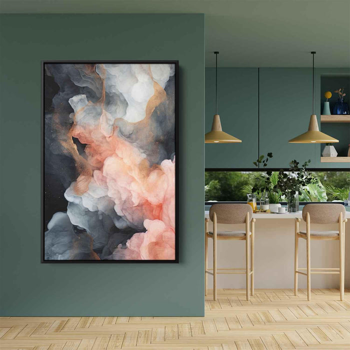 Salmon and Onyx Abstract Swirls Print - Canvas Art Print by Kanvah