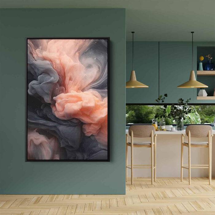 Salmon and Onyx Abstract Swirls Print - Canvas Art Print by Kanvah